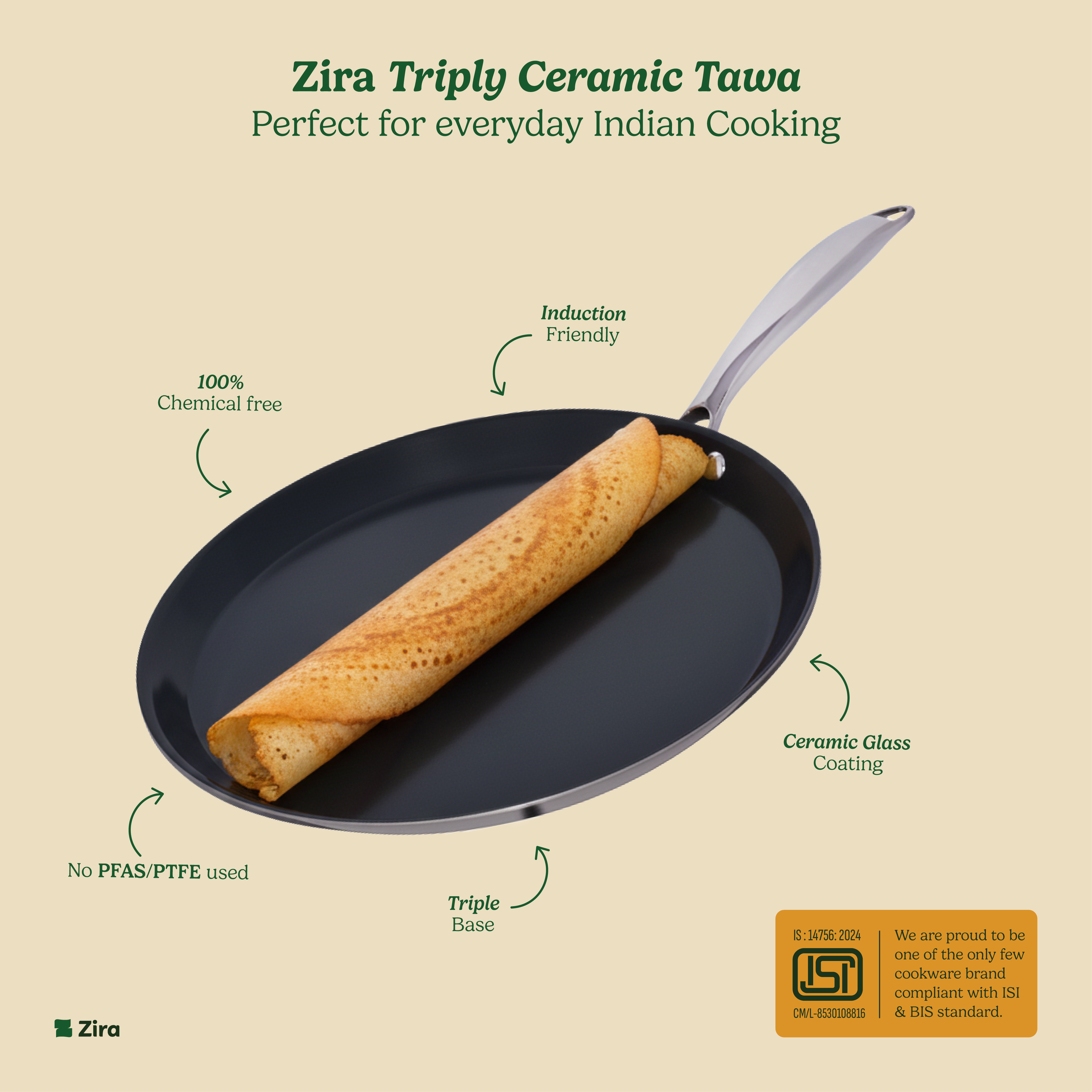 Zira Triply Ceramic Tawa