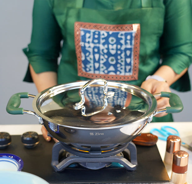 Triply Stainless Steel Biryani Pot/Handi/Casserole with Lid